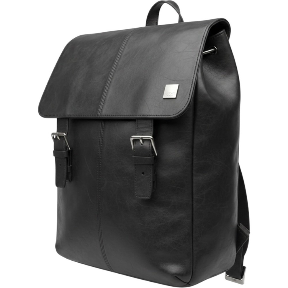 Knomo London Hudson Backpack Unisex Large Black Good Leather Buckle Laptop Bag